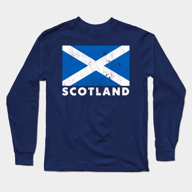 Faded Style Scottish Flag Design Long Sleeve T-Shirt by DankFutura